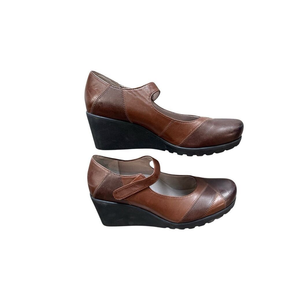 Abeo Ginger Womens Brown Bio System Leather Wedge Comfort Mary Jane Size 7N